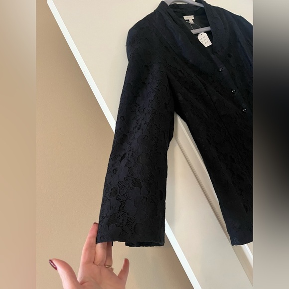 Talbots Black Lace Overlay Black Blazer Suit Jacket Women’s Size 14 - Picture 4 of 16